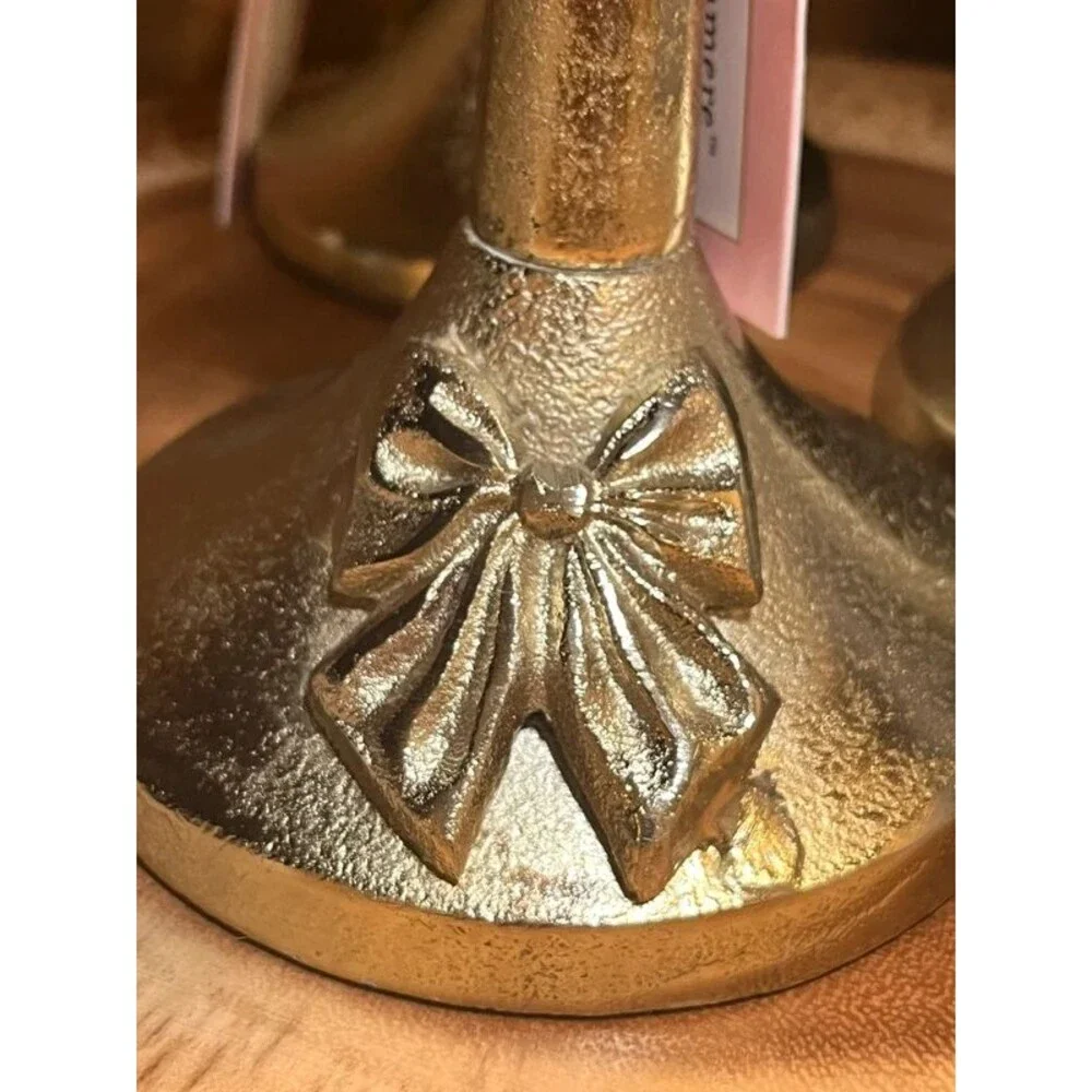 Gold Bow Candlestick Holders Set of 3 NWT  Cupcakes and Cashmere